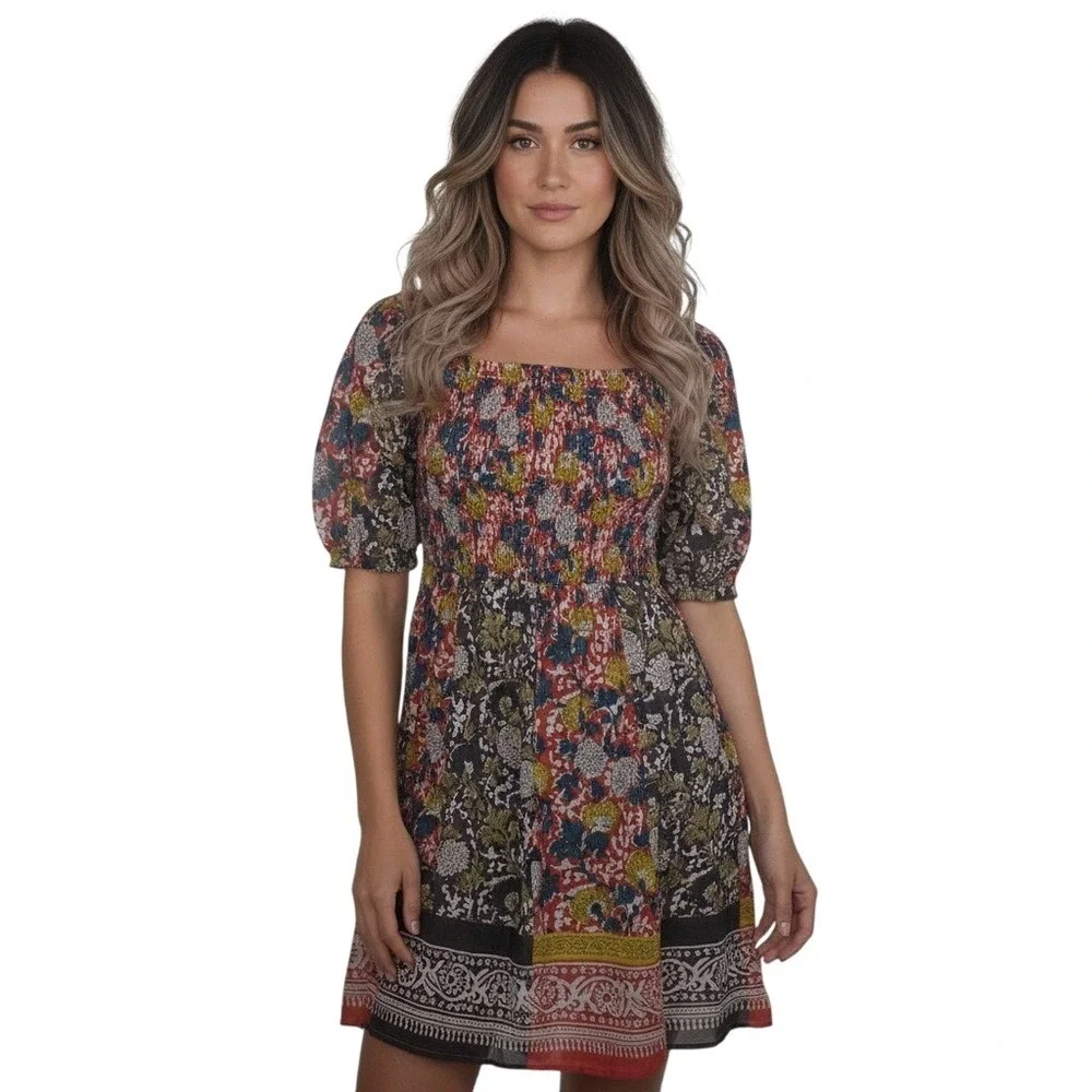 Velvet Graham &‎ Spencer Dress Womens S Multi Taria Floral Boho Smocked Cottage